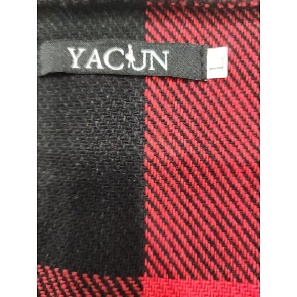 Yacun Women Open Front Red Buffalo Plaid Sleeveless Cardigan Jacket Vest Large - Picture 5 of 7